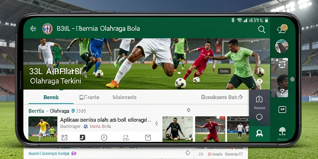 Tampilan antarmuka aplikasi olahraga bola 33L yang menarik.