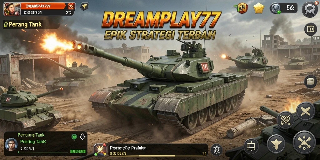 Antarmuka permainan tank yang penuh aksi dan strategi.