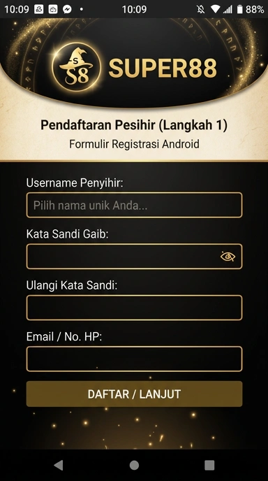 Tampilan halaman daftar super88